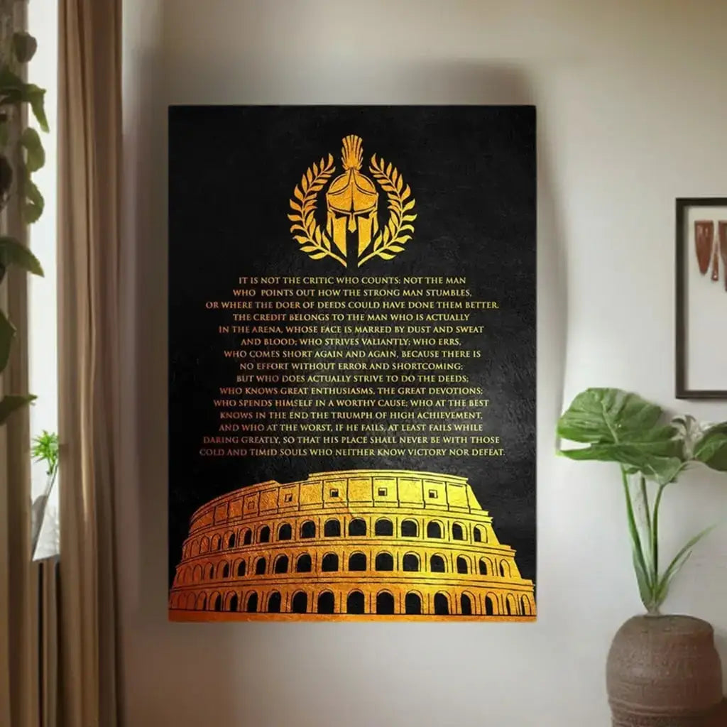 motivational-quote-wall-art-man-in-the-arena-hanging