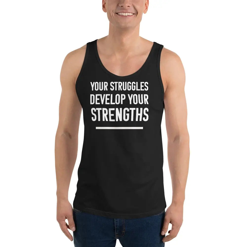 motivational-quote-tank-top-your-struggles-develop-your-strengths-front