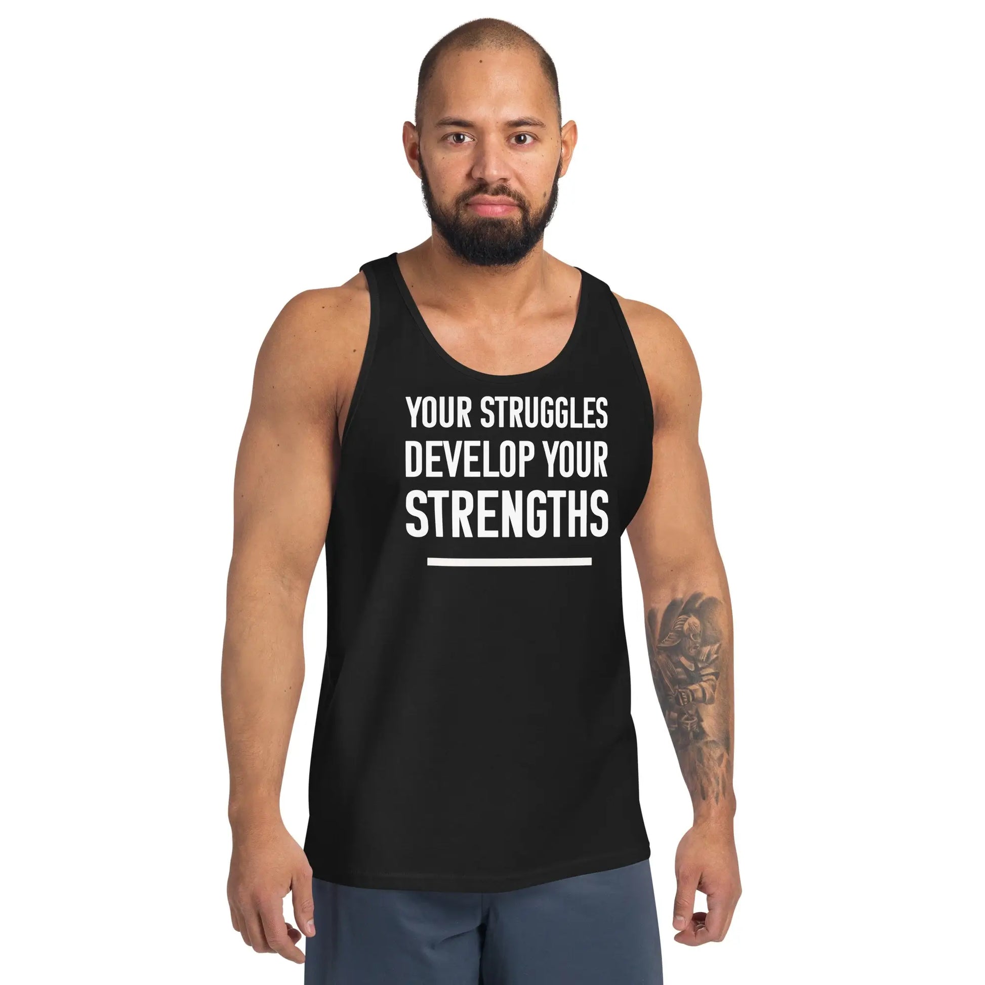 motivational-quote-tank-top-your-struggles-develop-your-strengths-model